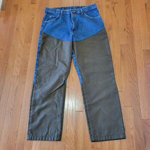 Wrangler Pro Gear Men's 38x32 Brown Canvas and Blue Denim Workwear Jeans Rodeo